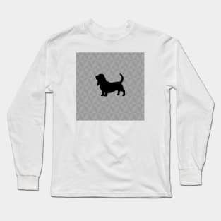 Basset Hound Dog Lover Gift - Scandi Geometric Silhouette Long Sleeve T-Shirt